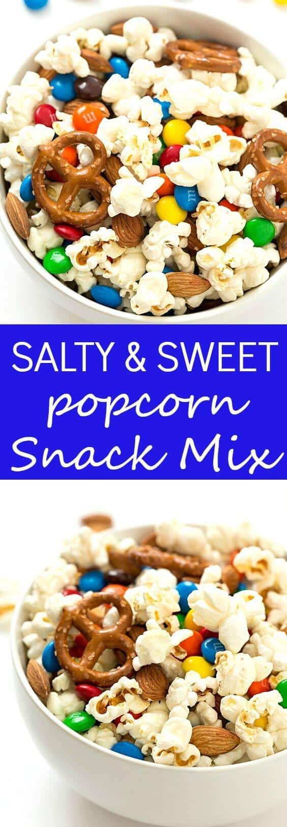 Salty and Sweet Popcorn Snack Mix