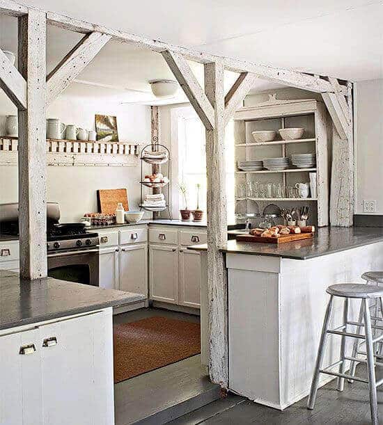 I love the distressed look of the farmhouse beams.